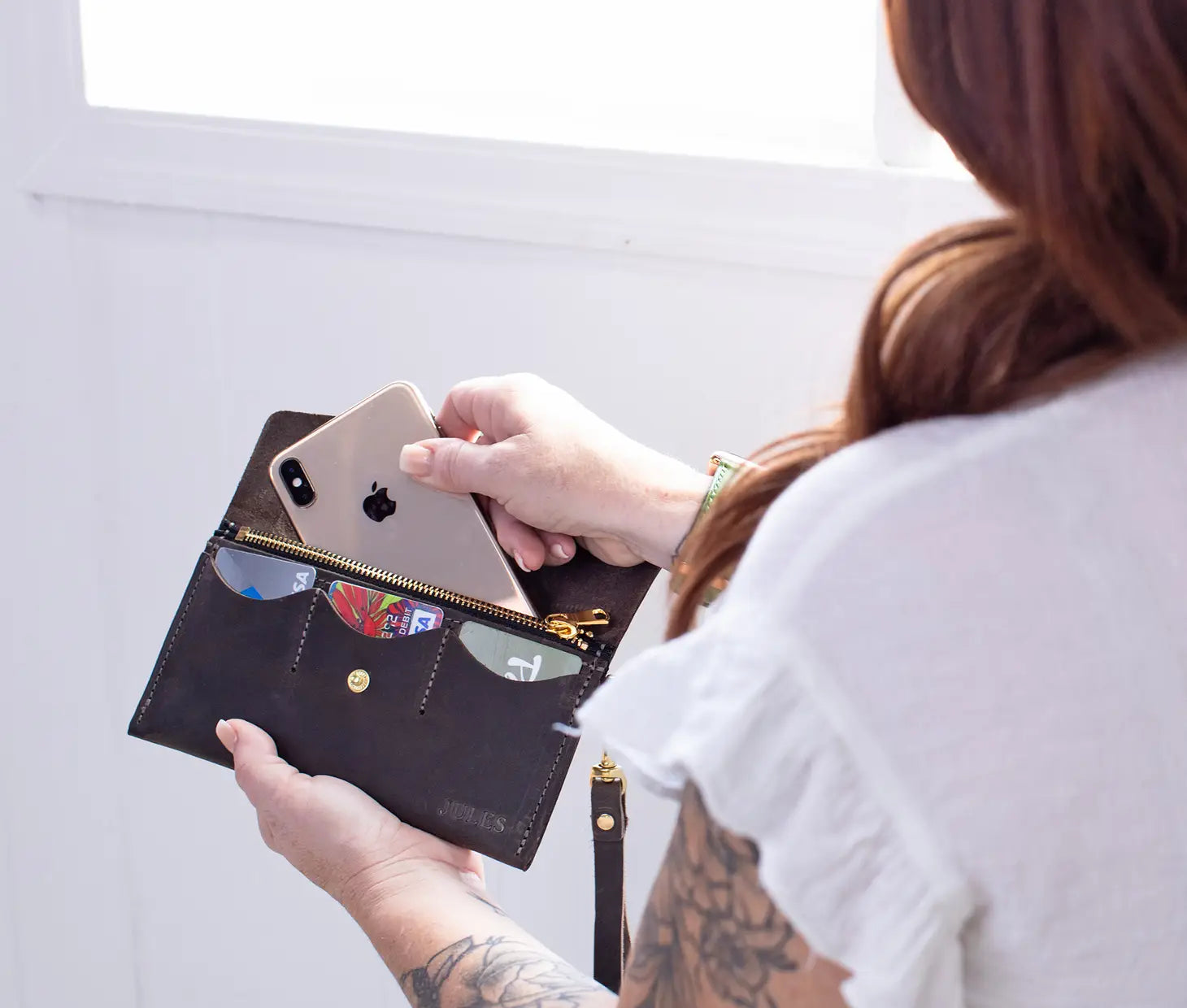 Leather Clutch Wallet in Cognac by Lifetime Leather Co.